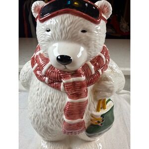 Asia Master Group‎ Vintage Polar Bear Cookie Jar Winter Scarf Goggles Ice Skates